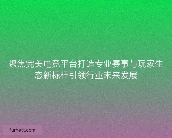 聚焦完美电竞平台打造专业赛事与玩家生态新标杆引领行业未来发展
