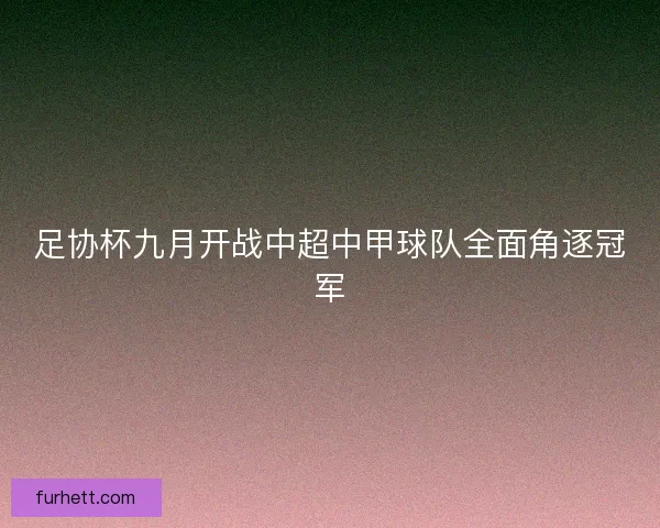 足协杯九月开战中超中甲球队全面角逐冠军