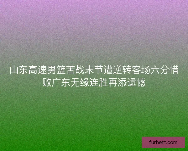山东高速男篮苦战末节遭逆转客场六分惜败广东无缘连胜再添遗憾 山东高速男篮苦战末节遭逆转客场六分惜败广东无缘连胜再添遗憾