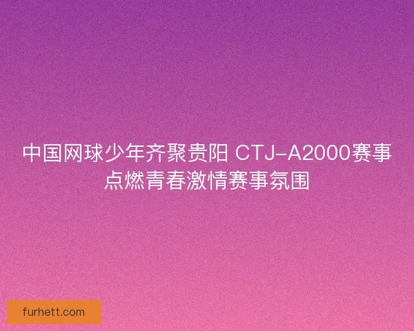 中国网球少年齐聚贵阳 CTJ-A2000赛事点燃青春激情赛事氛围 中国网球少年齐聚贵阳 CTJ-A2000赛事点燃青春激情赛事氛围
